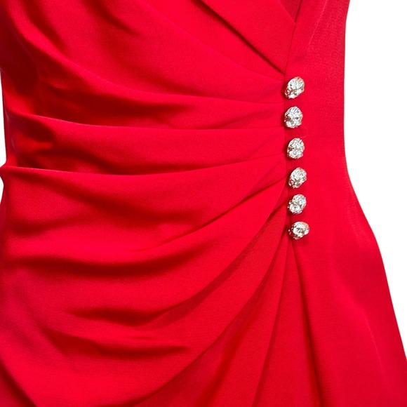 En Francais by Huey Waltzer New Deadstock Vintage 80's Red Cocktail Dress NWT 8 - Picture 2 of 10